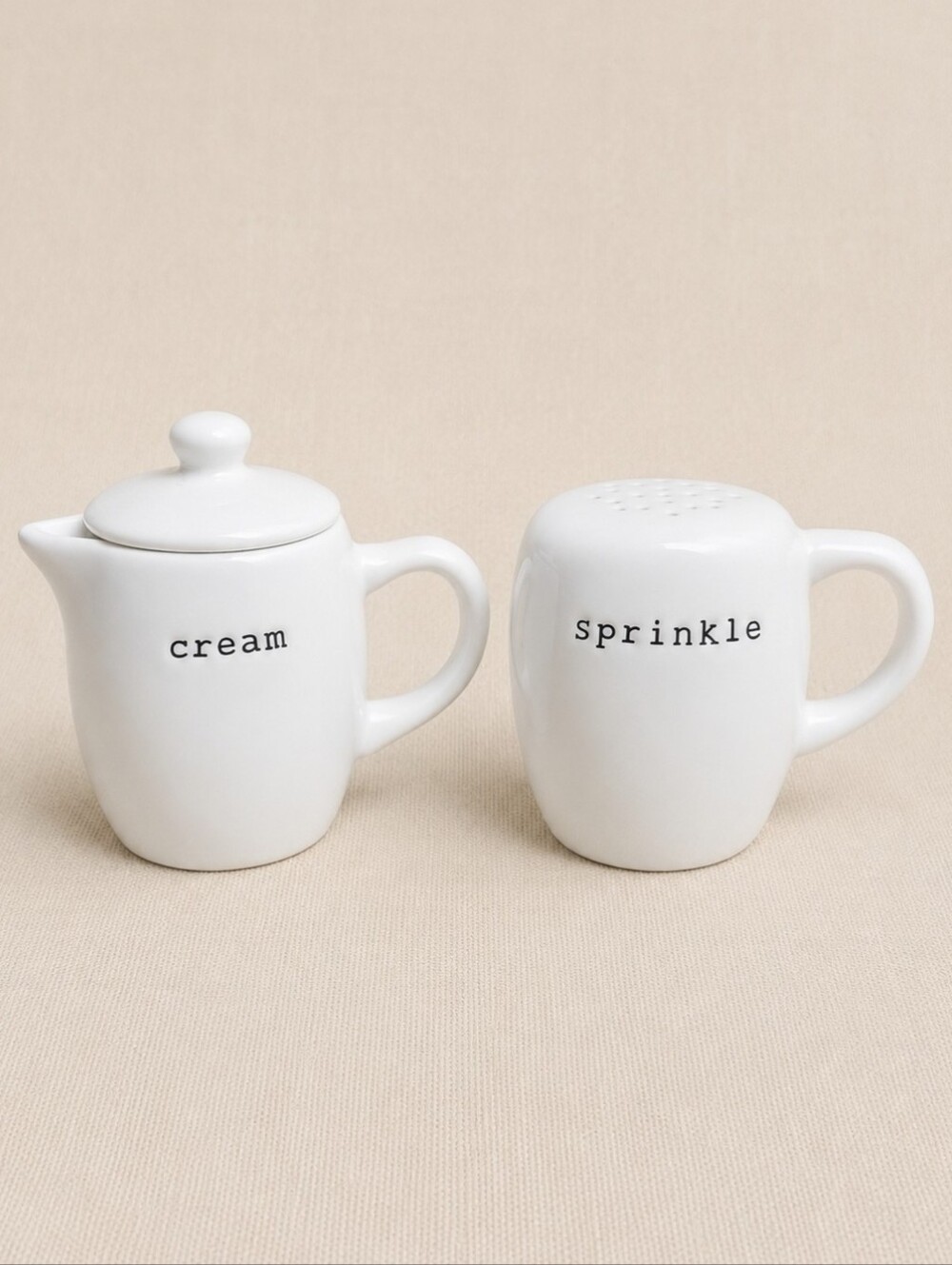 Pottery Barn Outlet Coffee House Creamer & Sprinkle Shaker White Ceramic Set